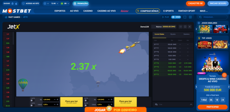 JetX no MostBet Cassino