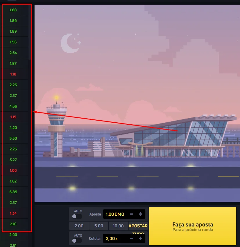 Gráfico do JetX com histórico de multiplicadores e painel de apostas em tempo real Gráfico do JetX com histórico de multiplicadores e painel de apostas em tempo real